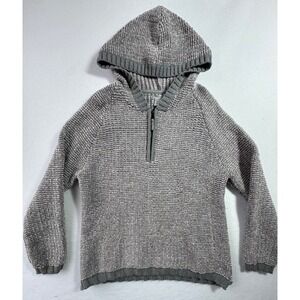 Carbon 2 Cobalt Chunky Knit Chenille 1/4 Zip Hoodie unisex Sz MED Gray Pullover